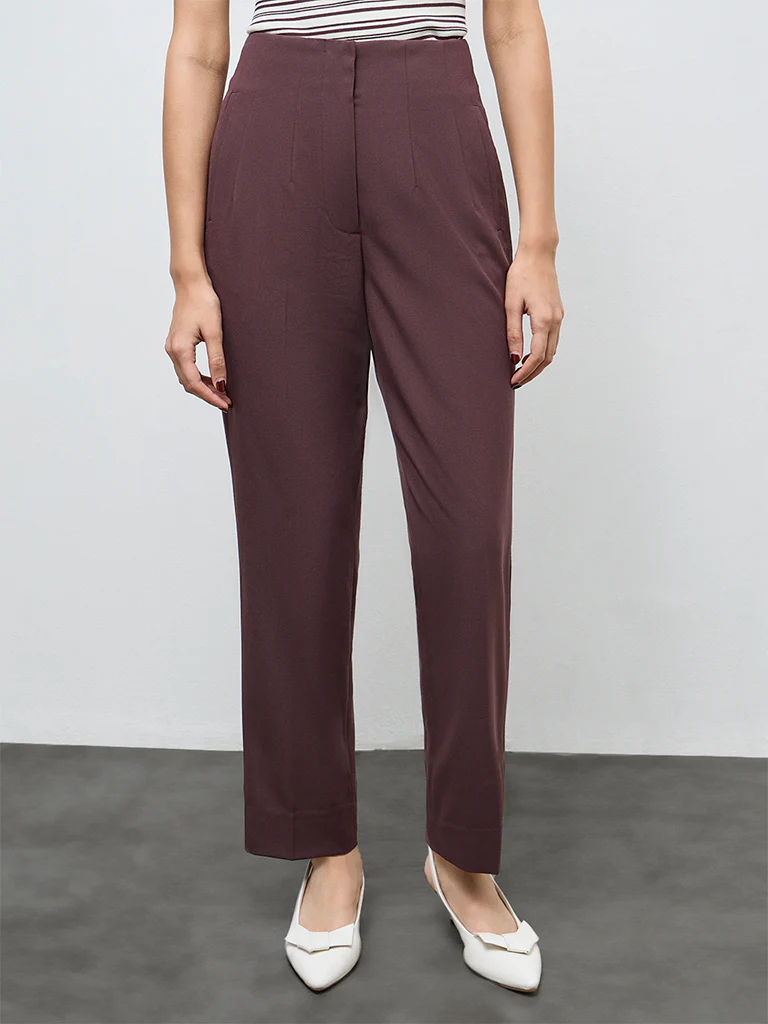 Wardrobe Dark Brown High-Rise Trousers - Image 3