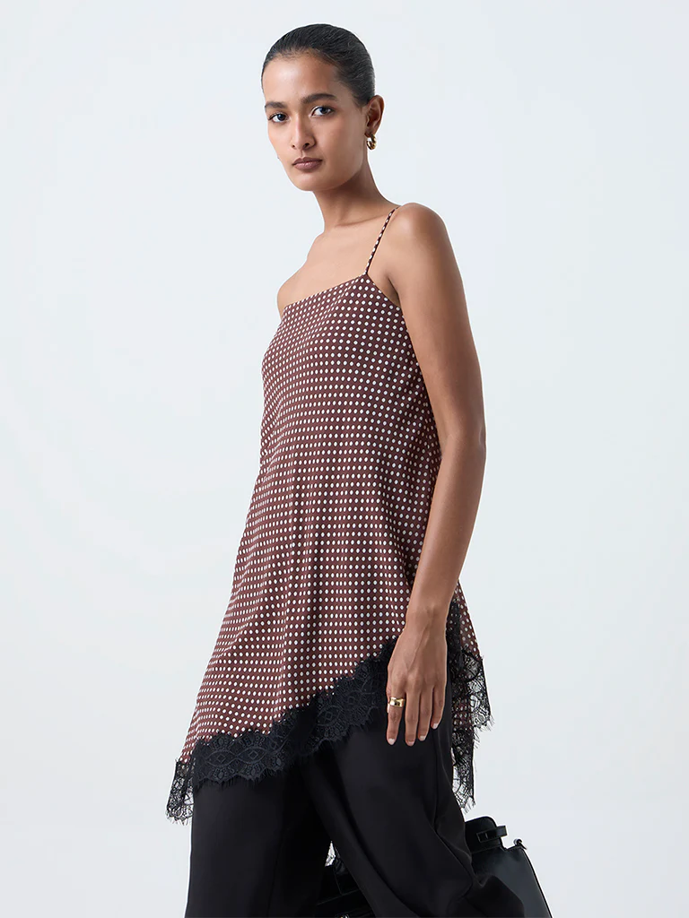 Wardrobe Dark Brown Polka Dot Top