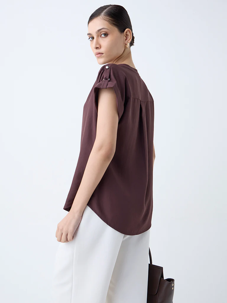 Wardrobe Dark Brown Solid Shirt - Image 4