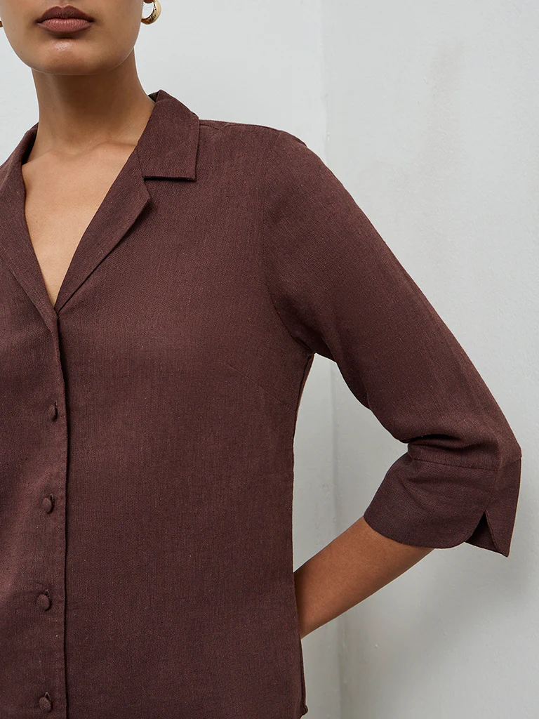Wardrobe Dark Brown Solid Shirt - Image 3