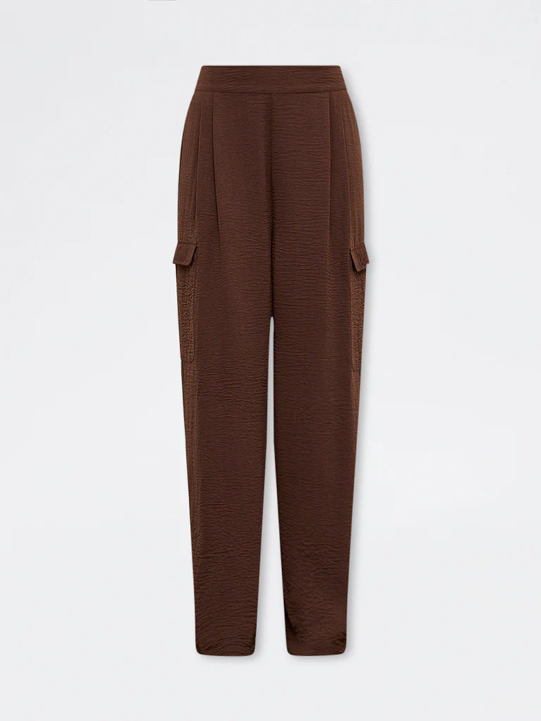 Wardrobe Dark Brown Textured High-Rise Trousers - Image 5