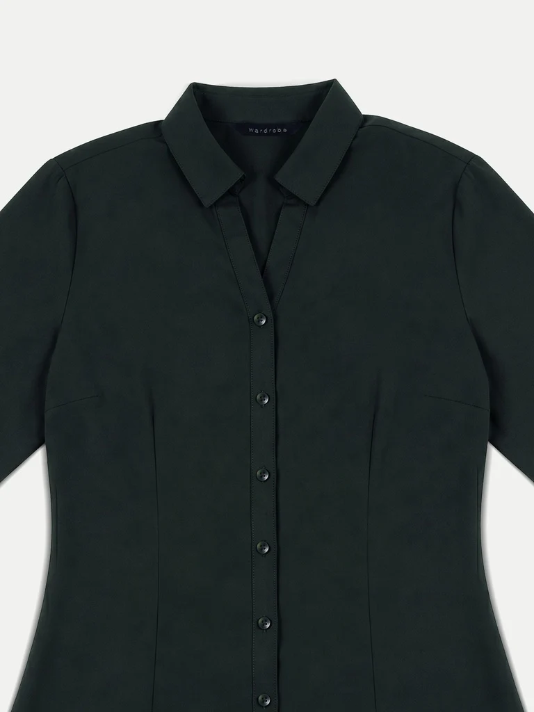 Wardrobe Dark Olive Solid Shirt - Image 7
