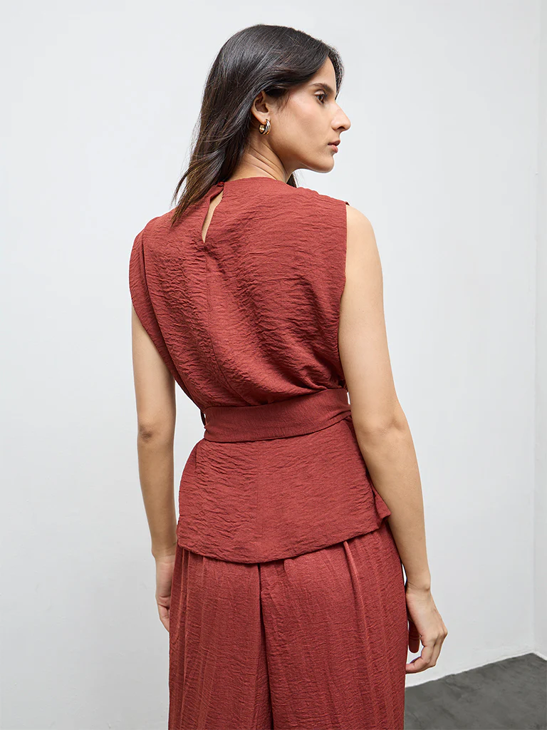 Wardrobe Dark Rust Blouse with Belt - Image 4