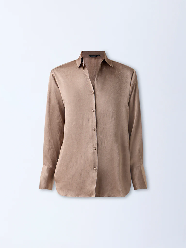 Wardrobe Dull Gold Textured Shirt - Image 5