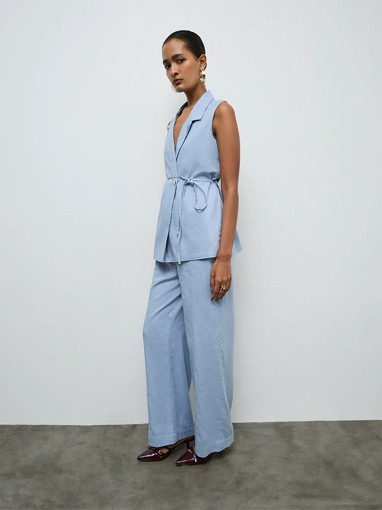 Wardrobe Dusty Blue High-Rise Trousers