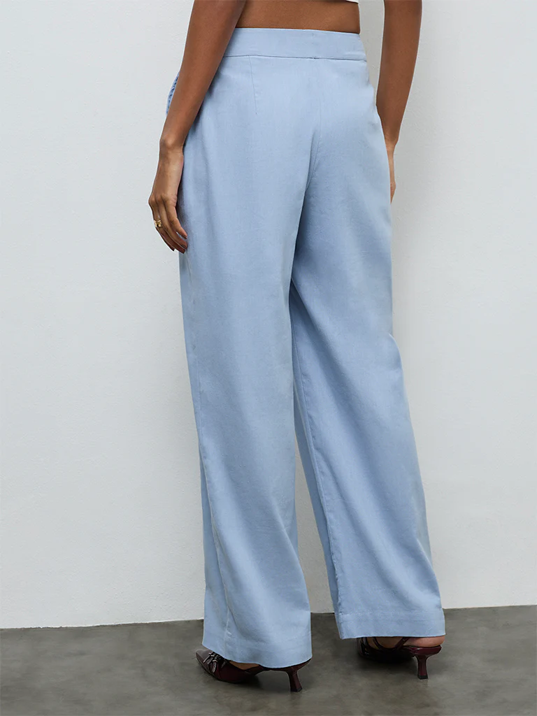 Wardrobe Dusty Blue High-Rise Trousers - Image 4
