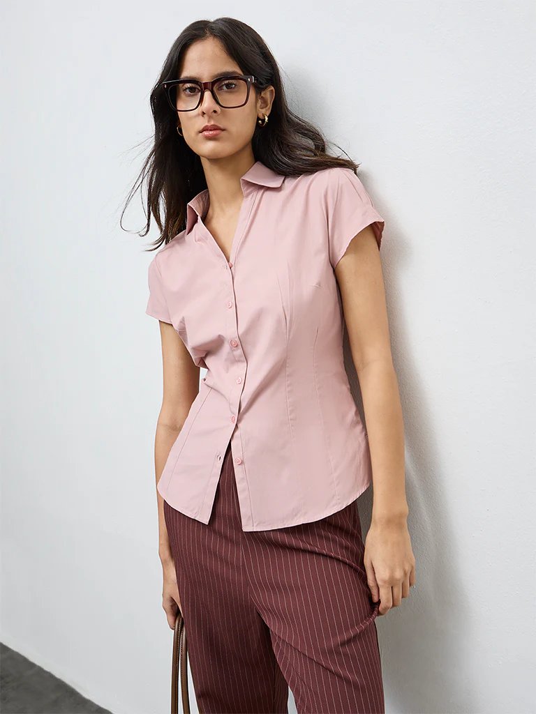 Wardrobe Dusty Pink Solid Shirt