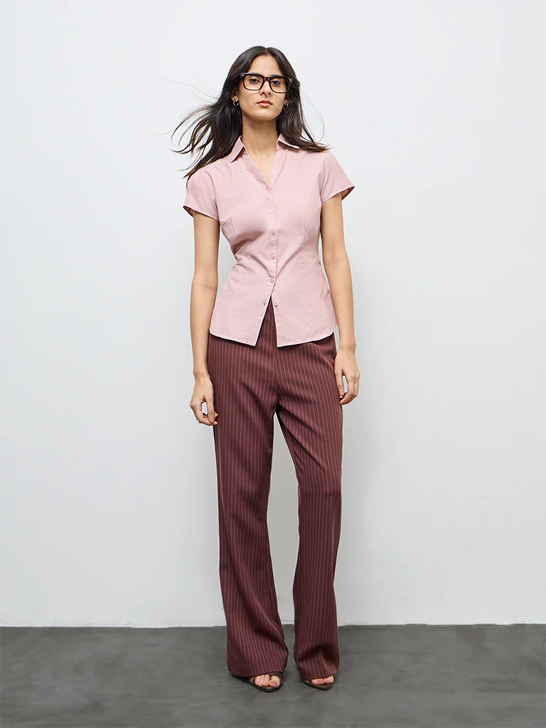 Wardrobe Dusty Pink Solid Shirt - Image 2