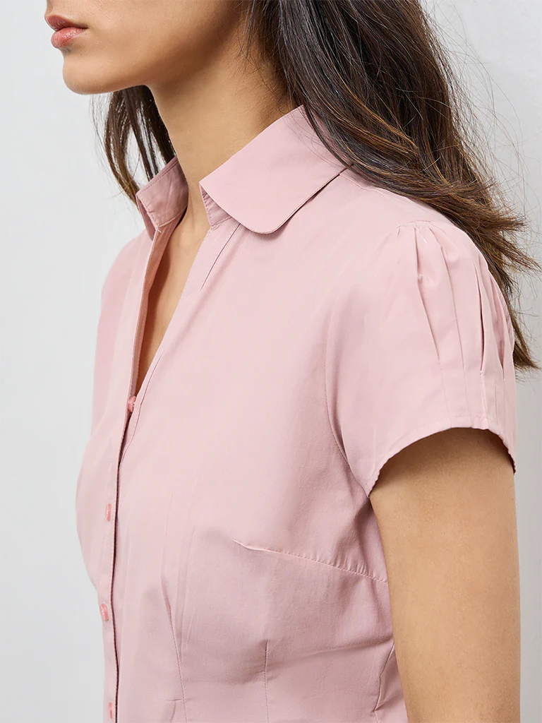 Wardrobe Dusty Pink Solid Shirt - Image 3