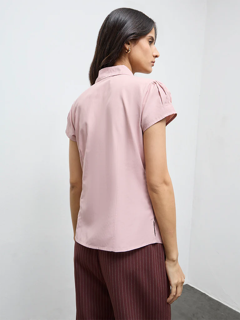 Wardrobe Dusty Pink Solid Shirt - Image 4