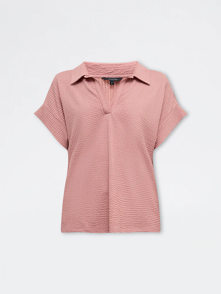 Wardrobe Dusty Pink Textured T-Shirt - Image 5