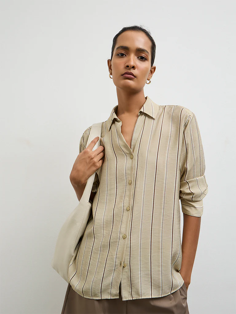 Wardrobe Green Stripe Shirt - Image 2