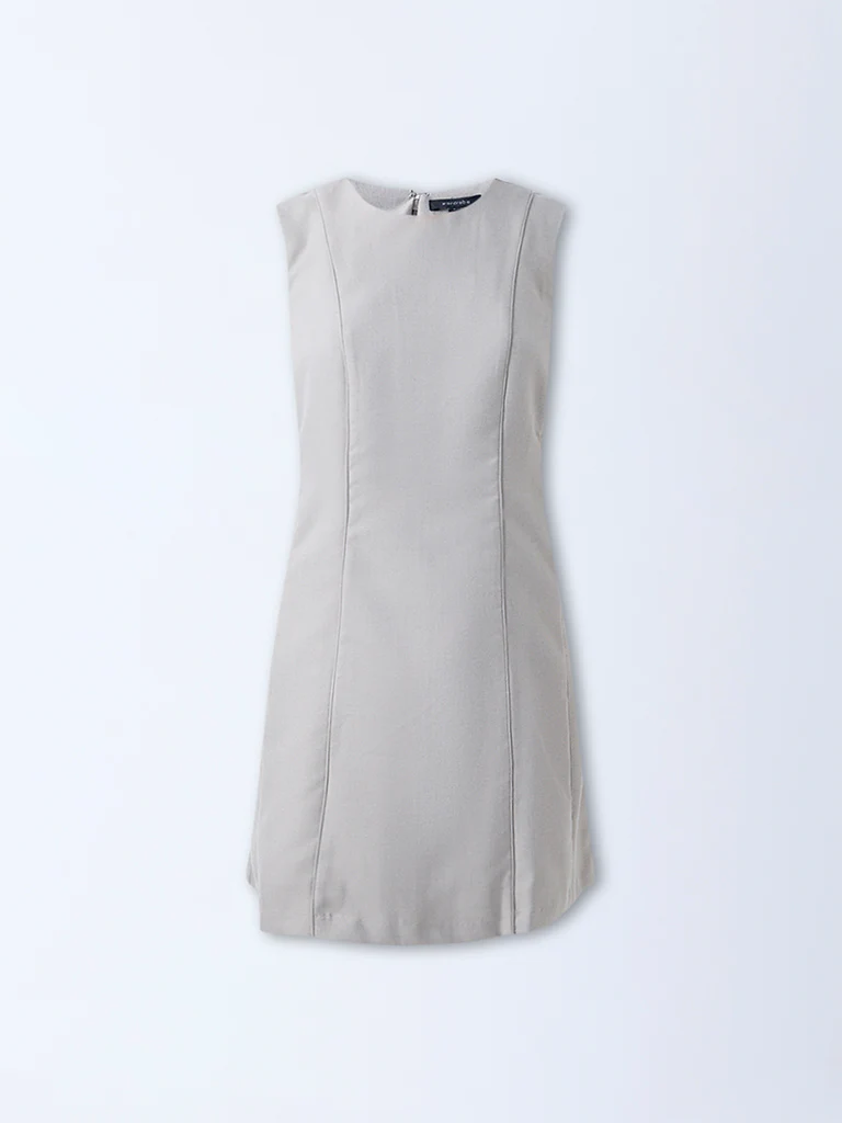 Wardrobe Grey Solid Shift Dress - Image 5