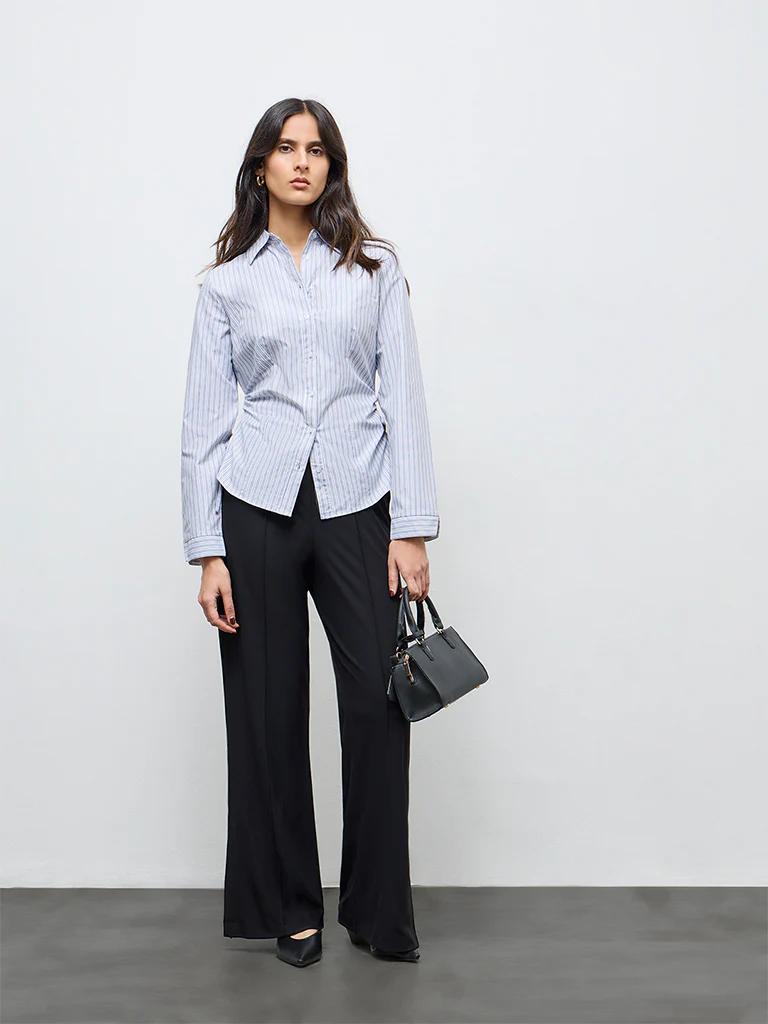 Wardrobe Grey Striped Ruched Shirt - Image 2
