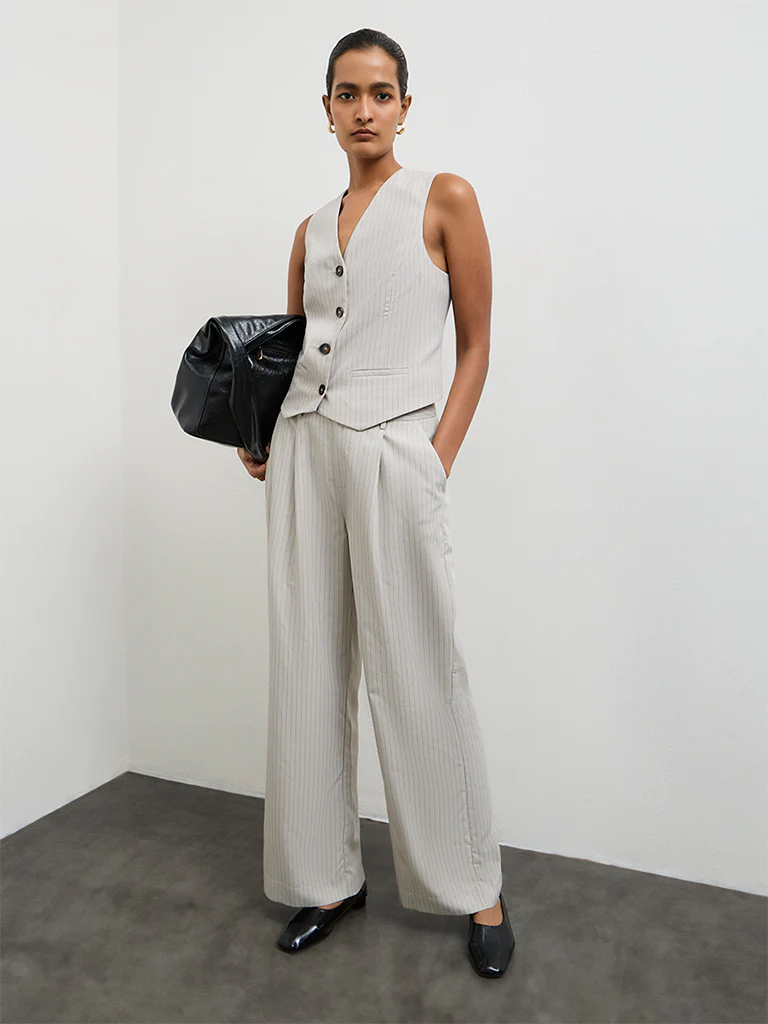 Wardrobe Grey Striped Waistcoat