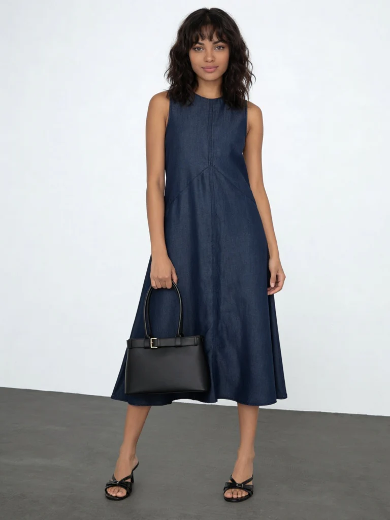 Wardrobe Indigo Denim A-Line Dress - Image 2