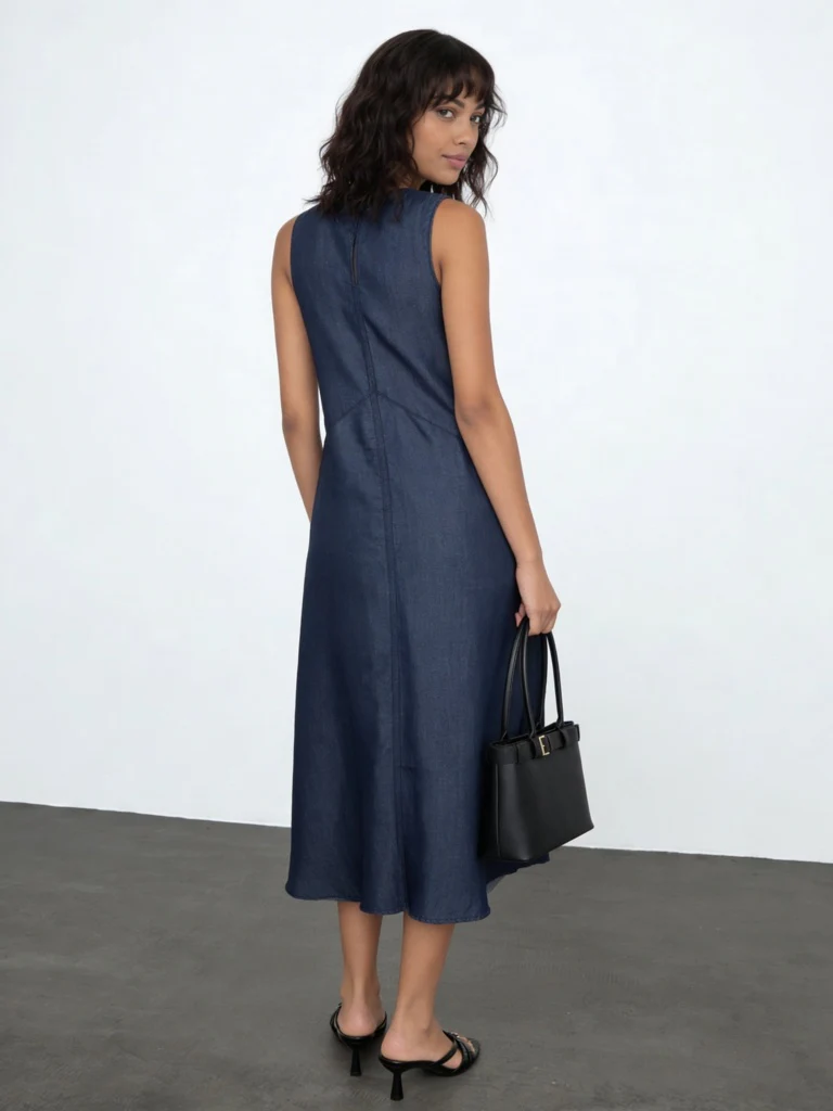 Wardrobe Indigo Denim A-Line Dress - Image 4