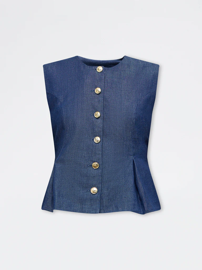Wardrobe Indigo Denim Peplum Blouse - Image 5