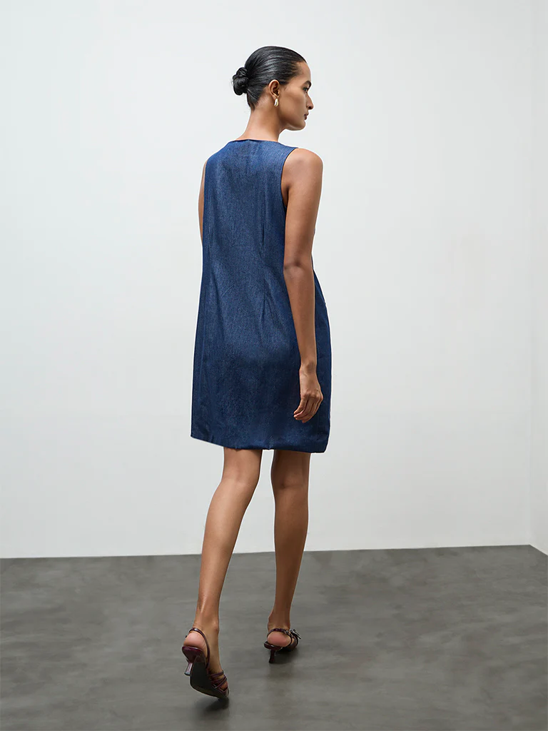 Wardrobe Indigo Denim Straight Dress - Image 4