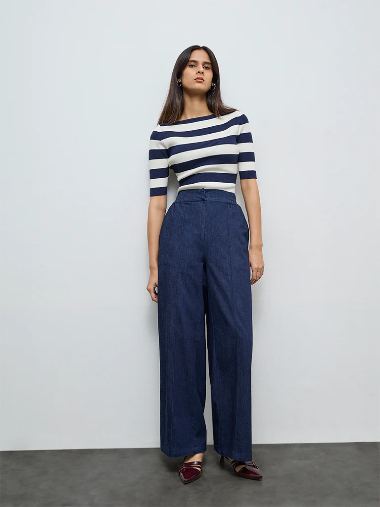 Wardrobe Indigo High-Rise Denim Trousers