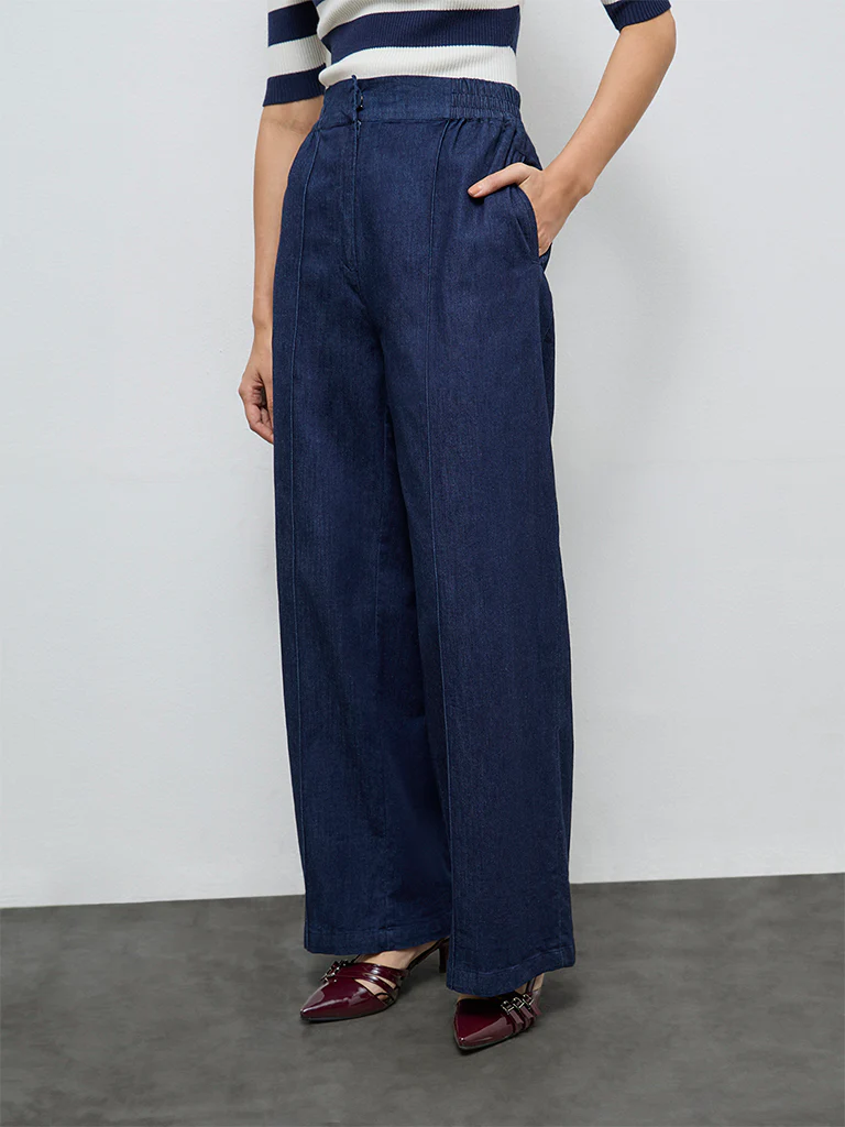 Wardrobe Indigo High-Rise Denim Trousers - Image 2