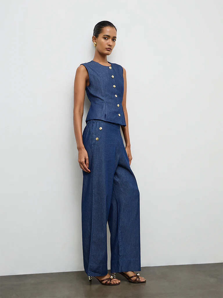 Wardrobe Indigo High-Rise Denim Trousers