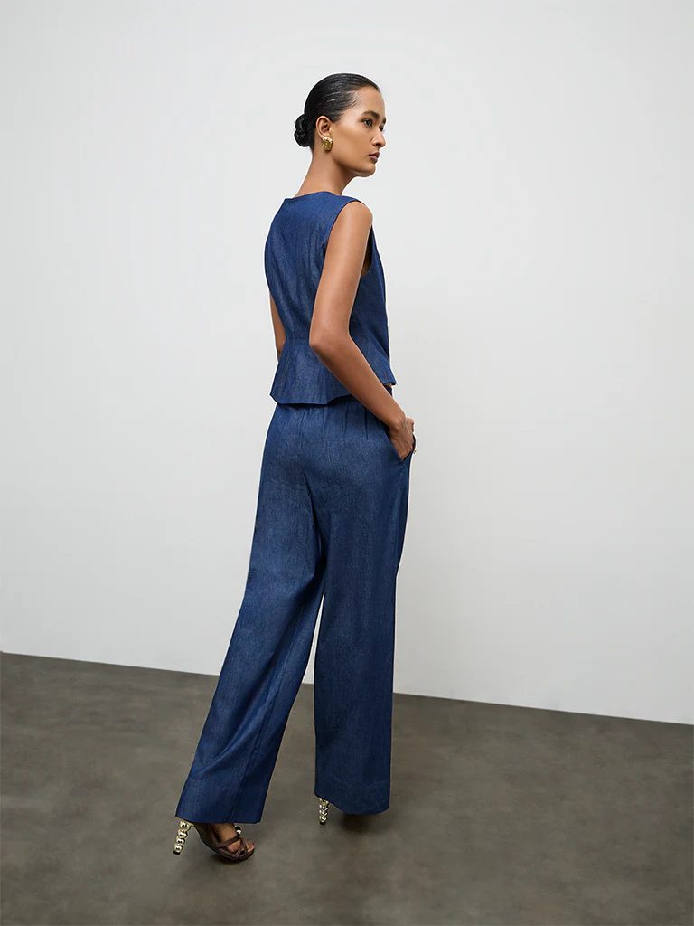 Wardrobe Indigo High-Rise Denim Trousers - Image 4