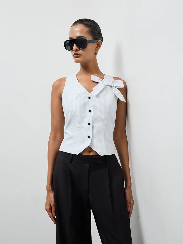 Wardrobe Ivory Bow-Detail Cotton Blouse