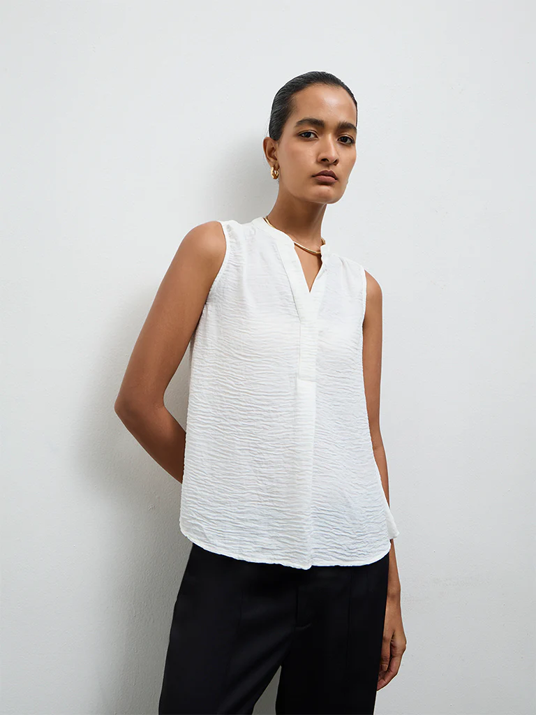 Wardrobe Ivory Crinkle-Textured Blouse