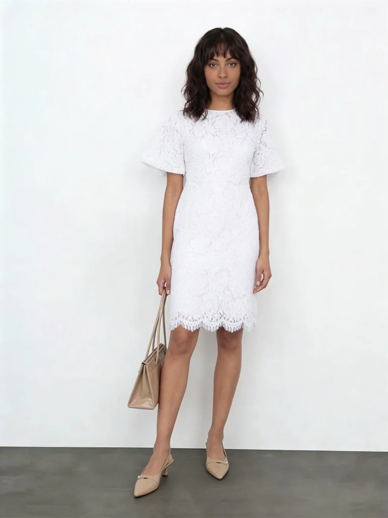 Wardrobe Ivory Floral Lace A-Line Dress - Image 2