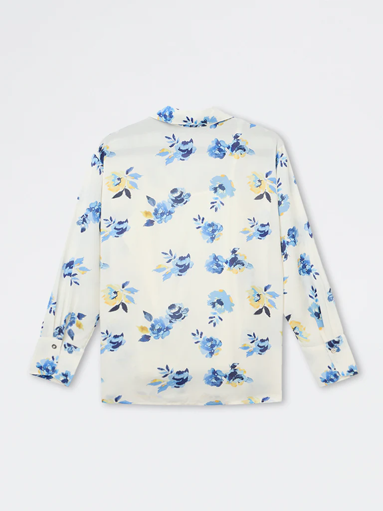 Wardrobe Ivory Floral Pattern Shirt with Camisole - Image 4