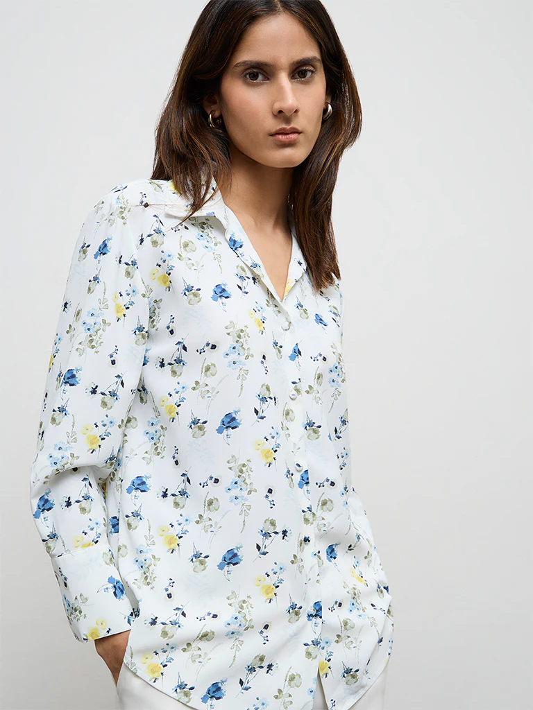 Wardrobe Ivory Floral Printed Shirt