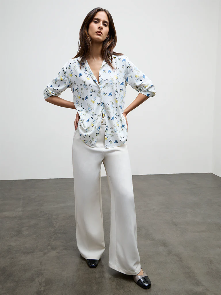 Wardrobe Ivory Floral Printed Shirt - Image 2
