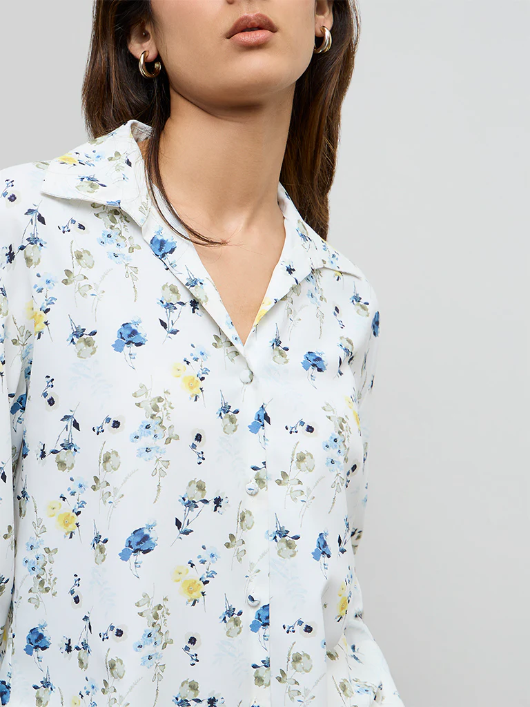Wardrobe Ivory Floral Printed Shirt - Image 3