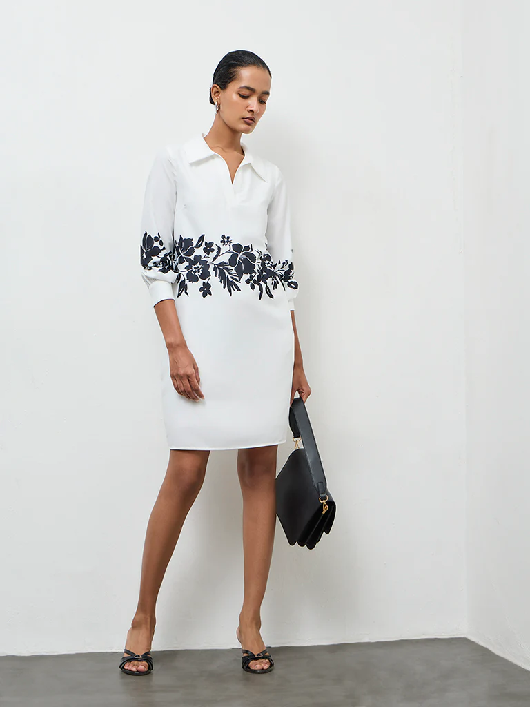 Wardrobe Ivory Foliage Printed Shirt Dress