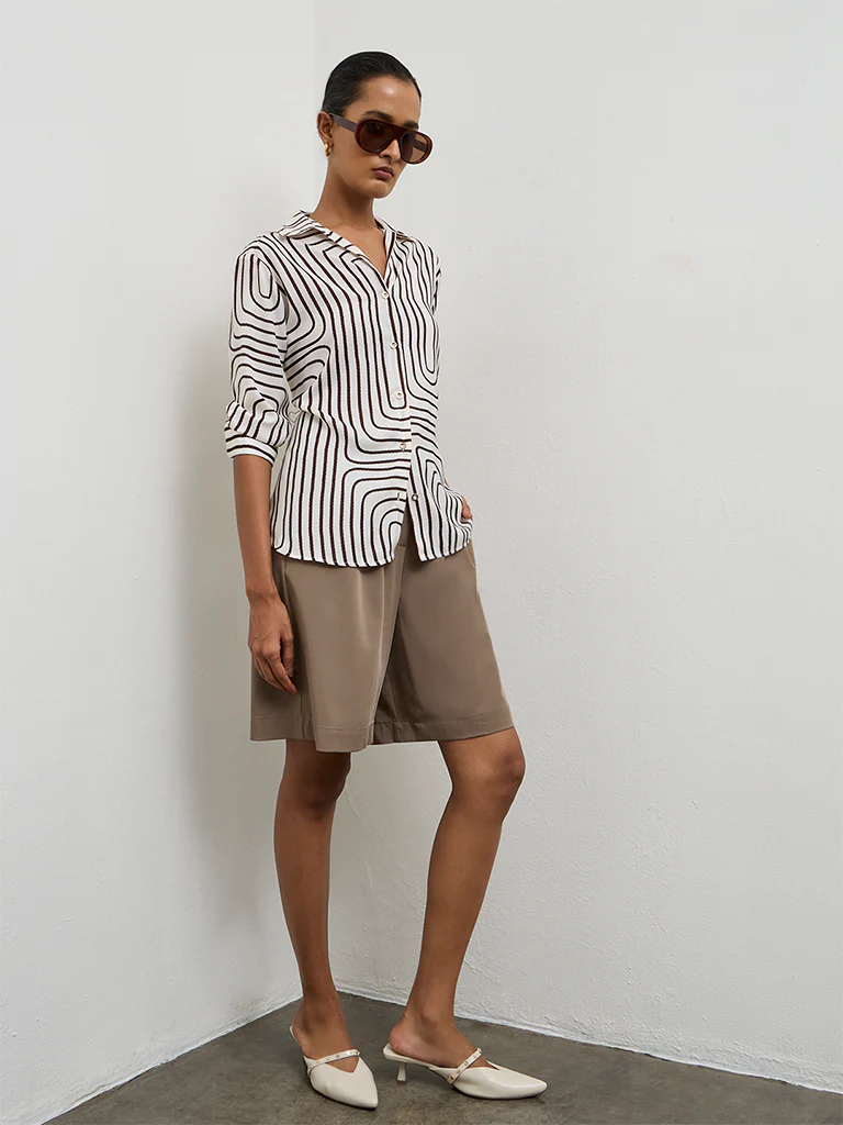 Wardrobe Ivory Geometric Printed Shirt