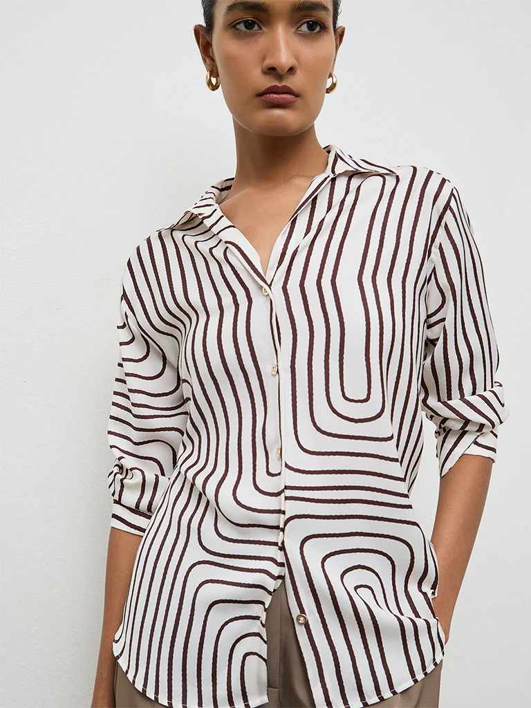 Wardrobe Ivory Geometric Printed Shirt - Image 3