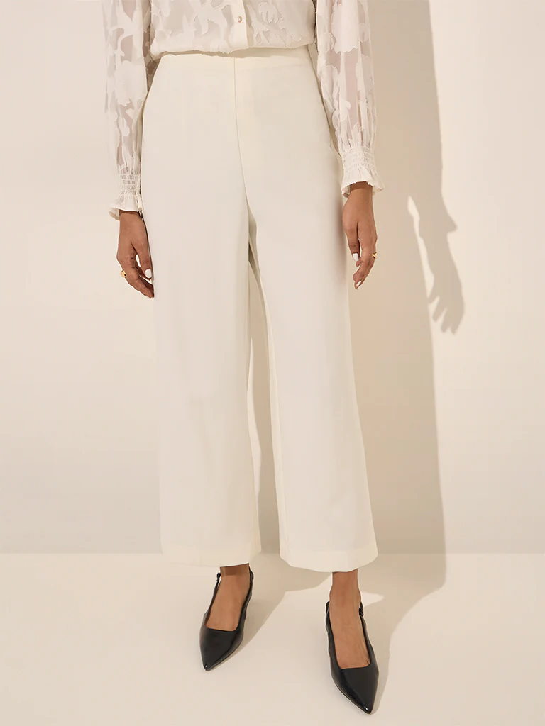 Wardrobe Ivory High-Rise Flared Trousers - Image 3