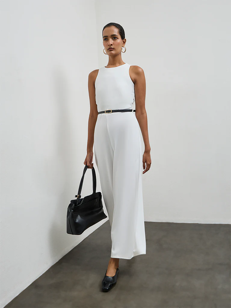 Wardrobe Ivory Jumpsuit with Belt and Corsage Set - Image 2
