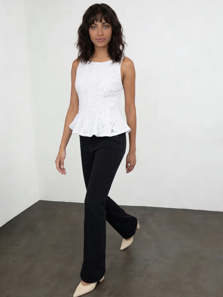 Wardrobe Ivory Lace Peplum Top - Image 2