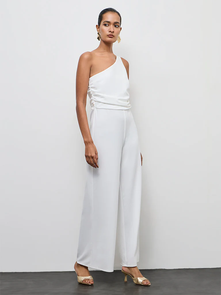 Wardrobe Ivory One-Shoulder Jumpsuit - Image 2