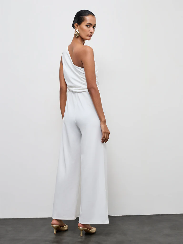 Wardrobe Ivory One-Shoulder Jumpsuit - Image 4