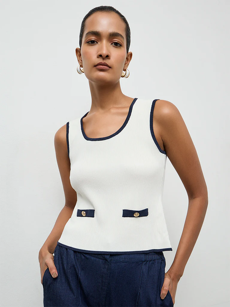 Wardrobe Ivory Ribbed Textured Top - Image 2