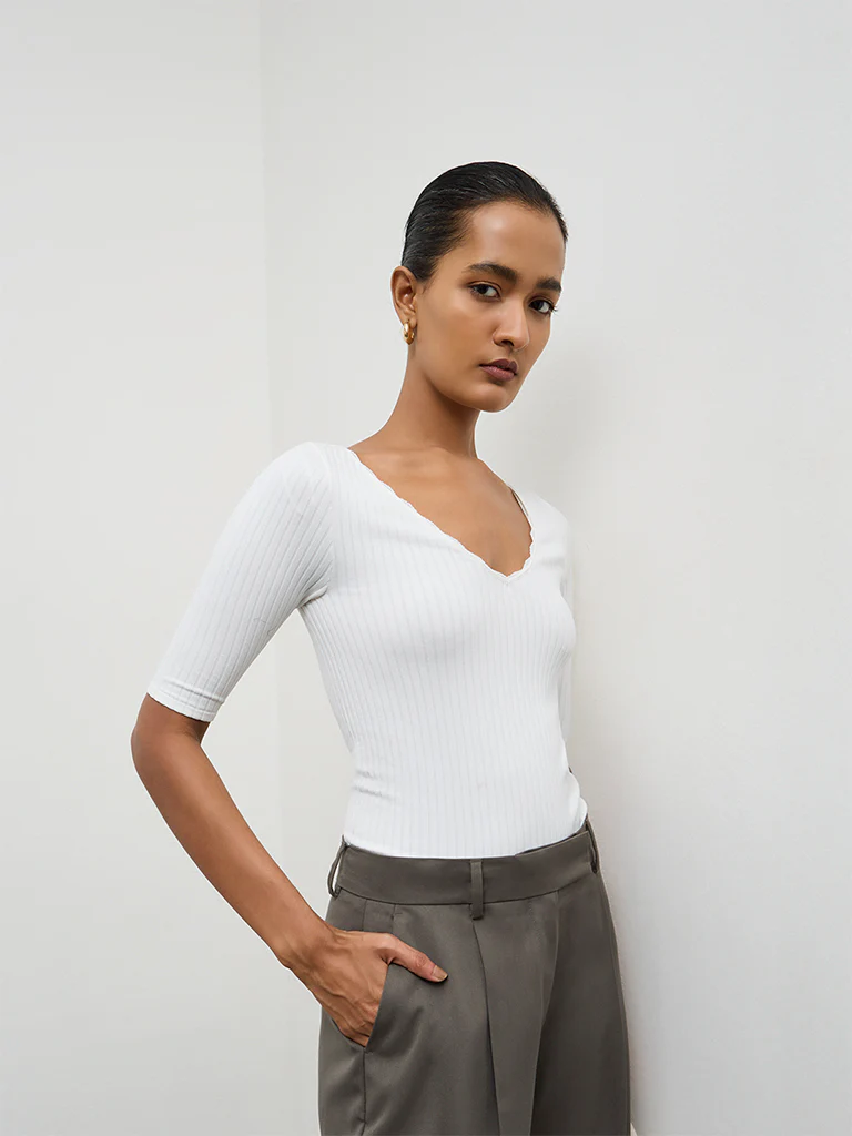 Wardrobe Ivory Ribbed Top - Image 2