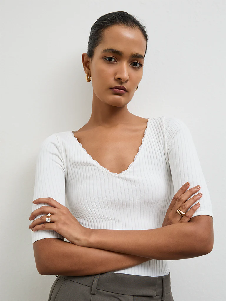 Wardrobe Ivory Ribbed Top - Image 3