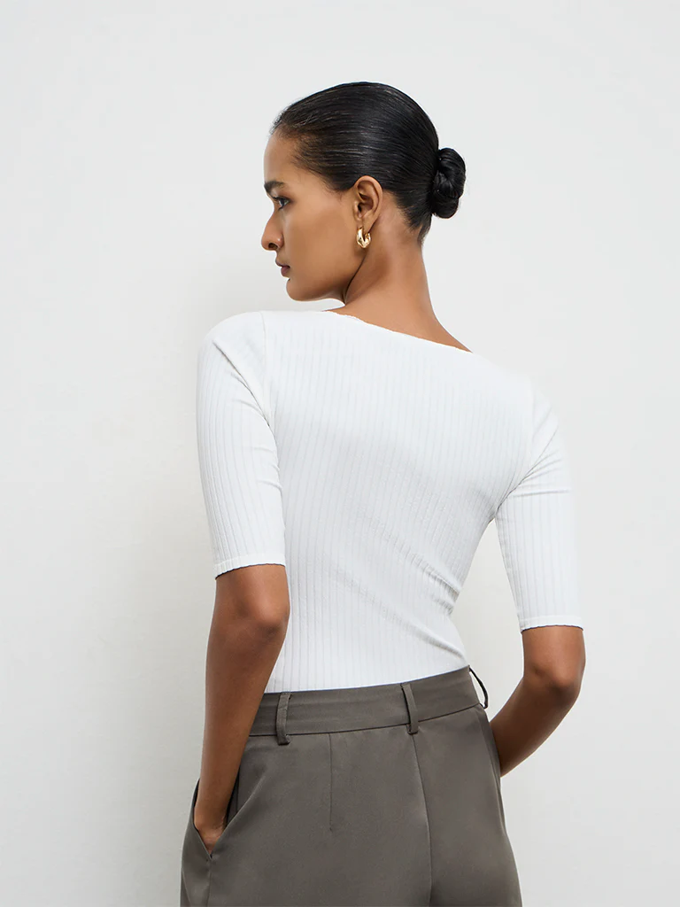 Wardrobe Ivory Ribbed Top - Image 4