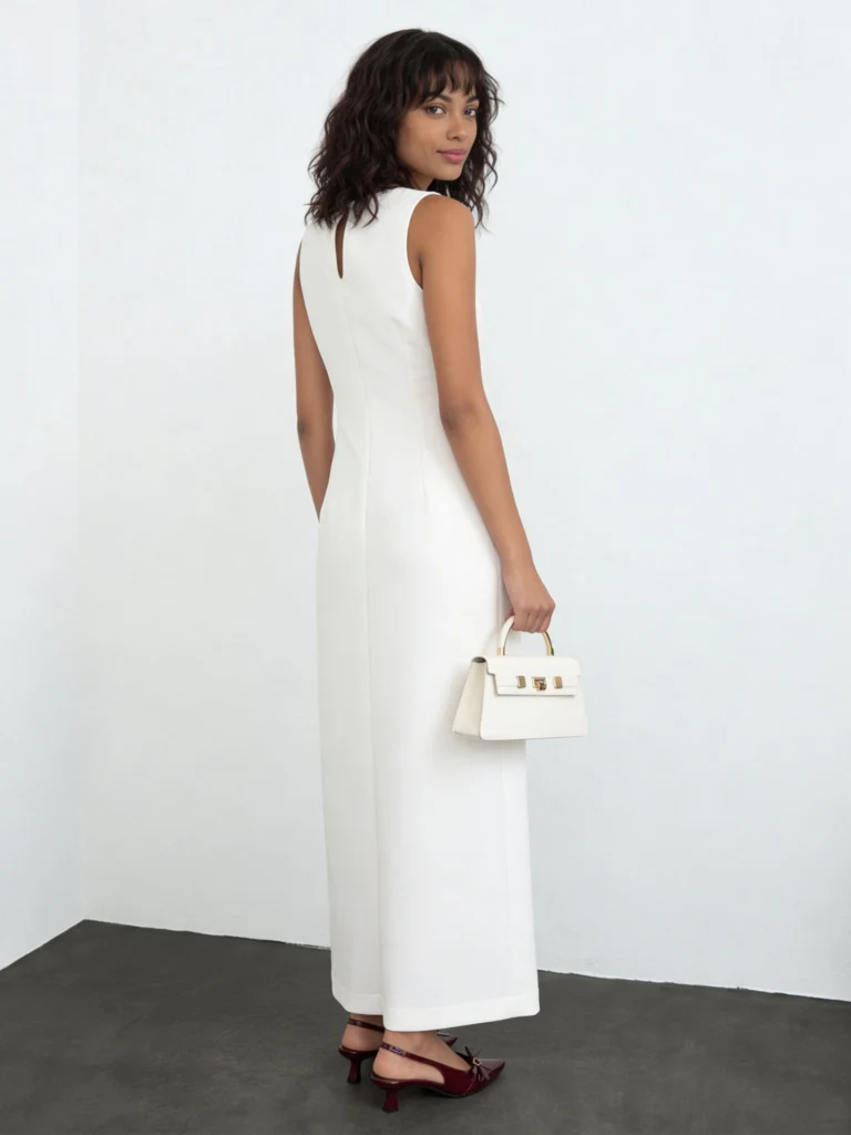 Wardrobe Ivory Solid Straight Dress - Image 4