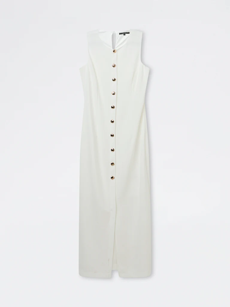 Wardrobe Ivory Solid Straight Dress - Image 5