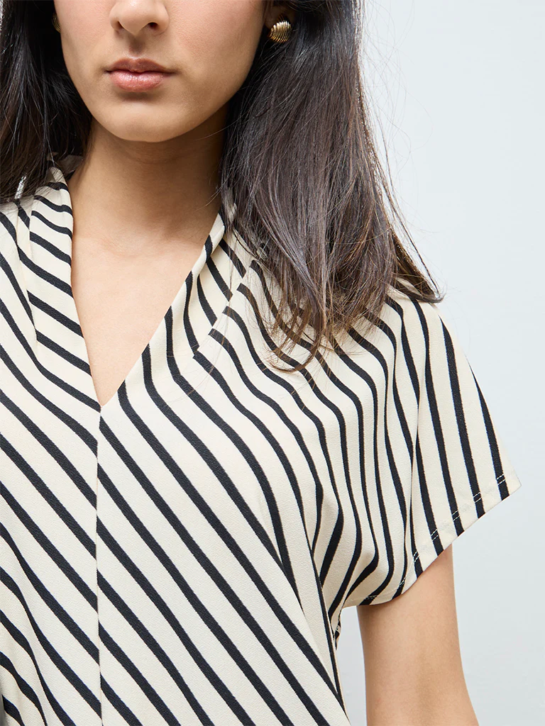 Wardrobe Ivory Stripe Printed Top - Image 3