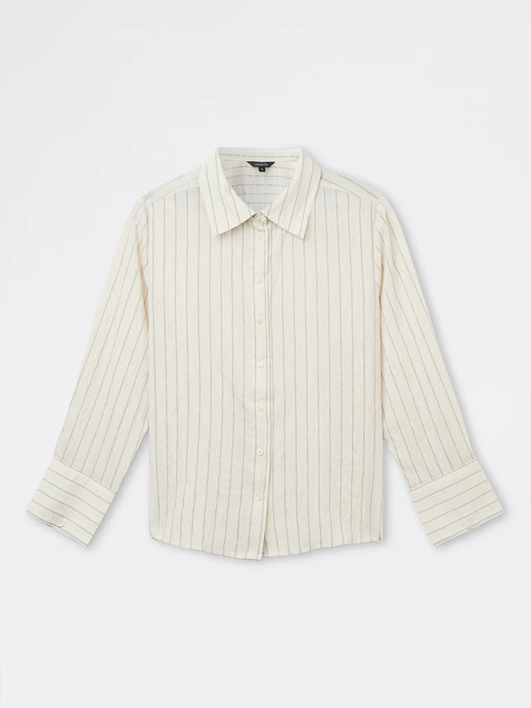 Wardrobe Ivory Striped Shirt - Image 5